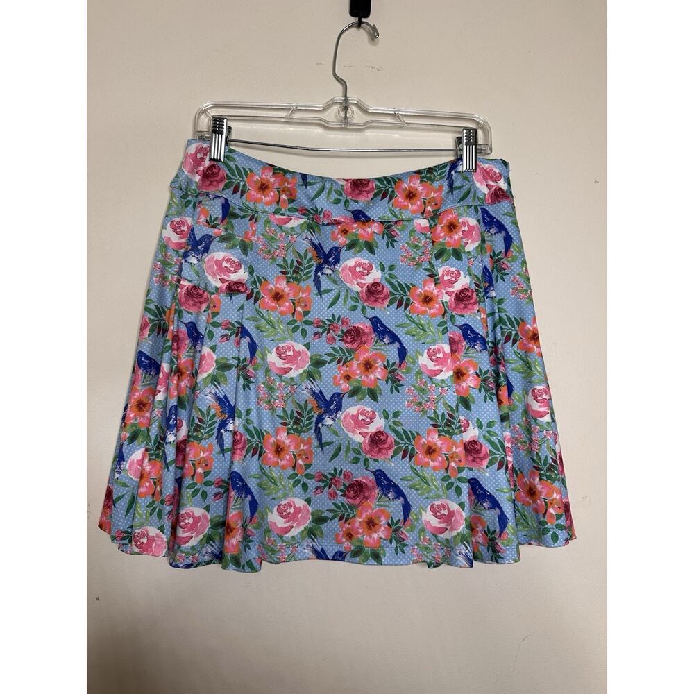 Scratch Seventy Hummingbird Floral Golf Skort Size Large Pull In Stretchy Active